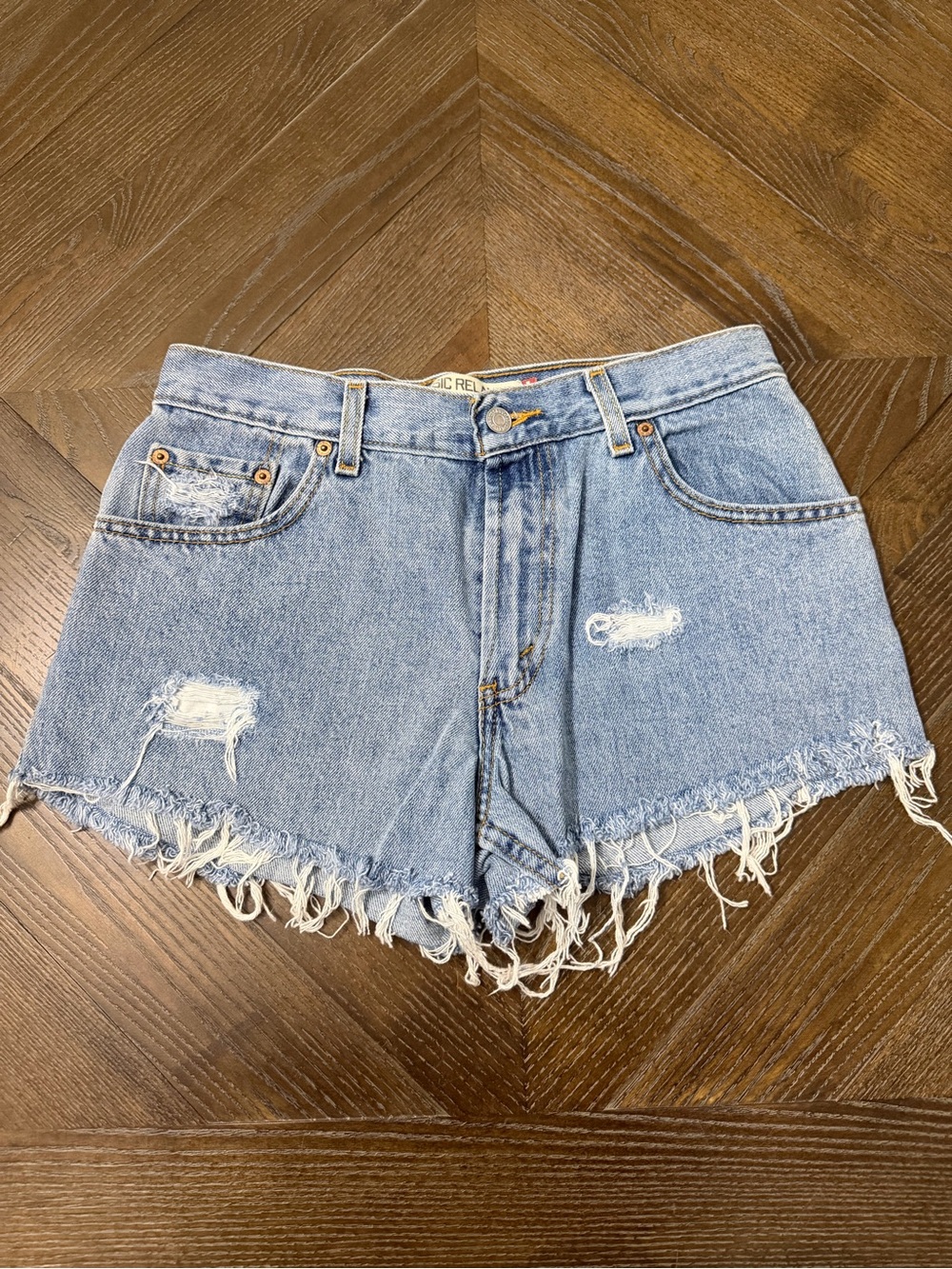 Levi's Light Blue Distressed Cutoff Denim Shorts